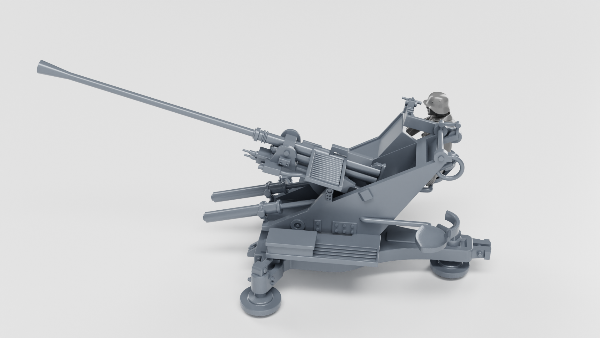 Anti-aircraft gun 37mm Flak 36+Gunner - WWII - German Army - wargame3d- 28mm Scale