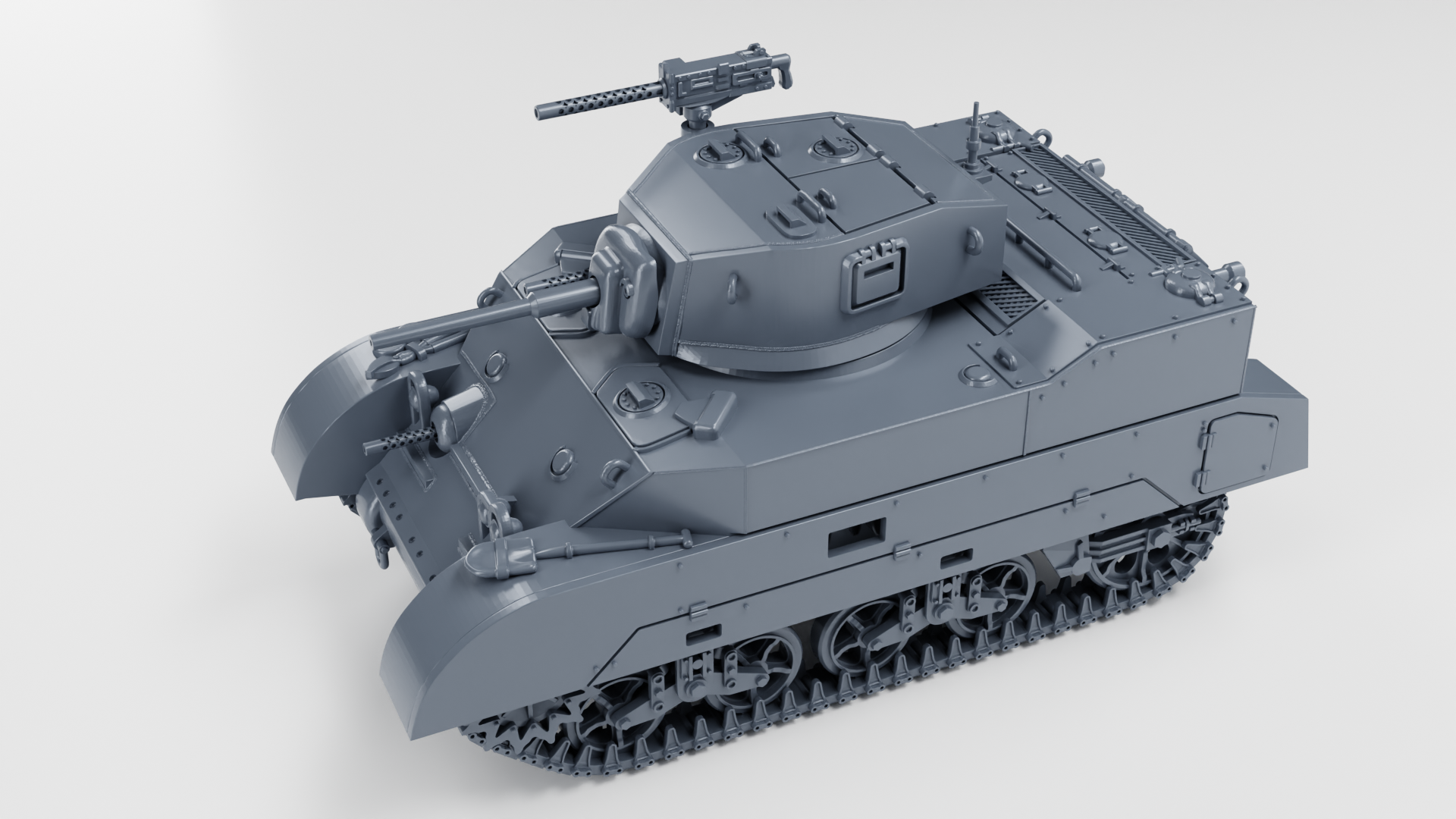 Light Tank Stuart M5А1 - US Army - 28mm Scale - Tank - Miniature - wargame3d