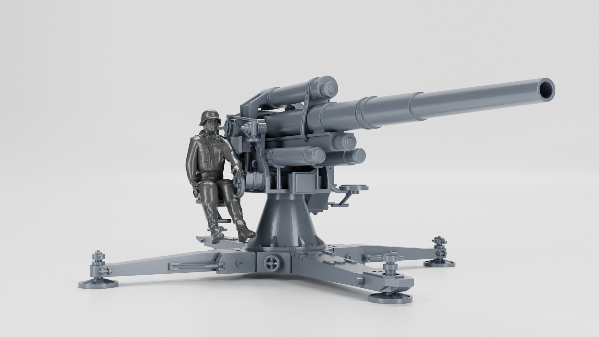 Anti-aircraft gun 88mm Flak 18 - wheeled+on cross - WWII - German Army - wargame3d - 28mm Scale