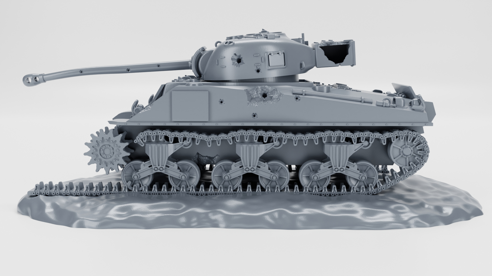 Destroyed Sherman Firefly VC - UK Army - 28mm Scale - wargame3d