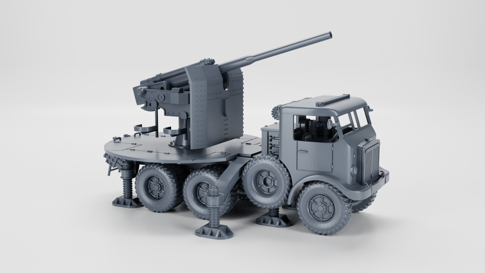 Breda 52 with 90-53 Self-Propelled Gun Truck - Italian Army - 28mm Scale - wargame3d