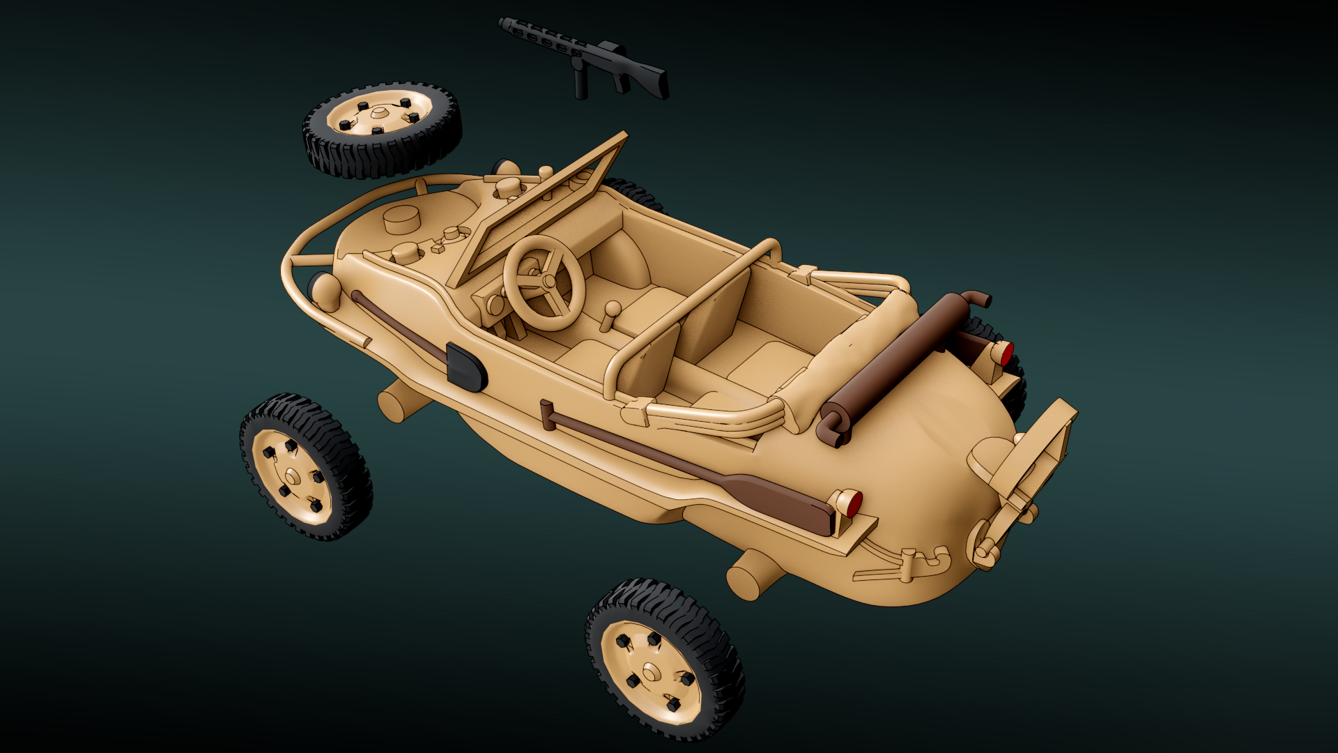 VW Schwimmwagen - German Army - wargame3d- 28mm Scale