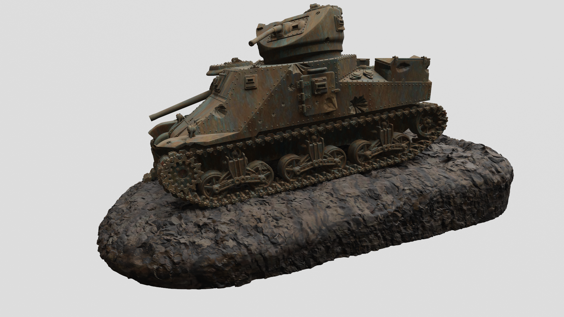 Destroyed M3 Lee Medium Tank - US Army - wargame3d- 28mm Scale