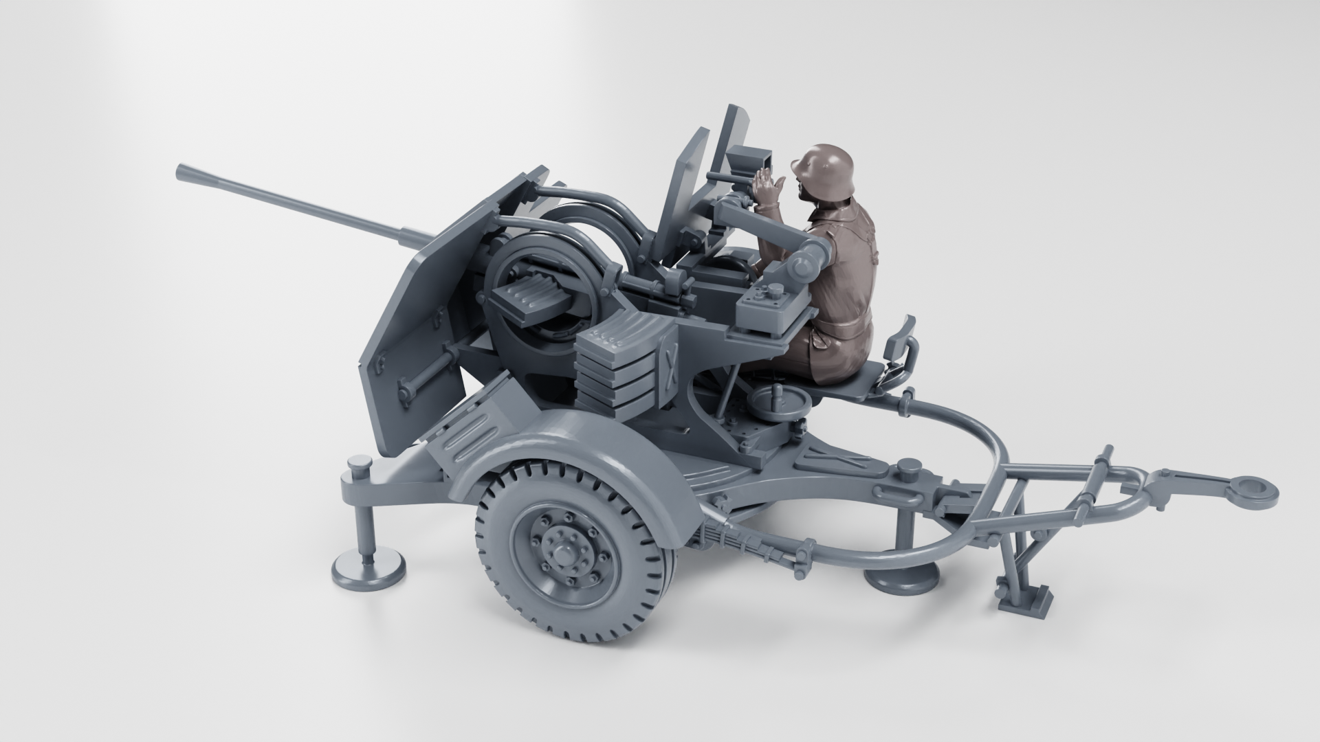 AA gun 20mm Flak 38+Gunner - WWII - German Army - wargame3d- 28mm Scale