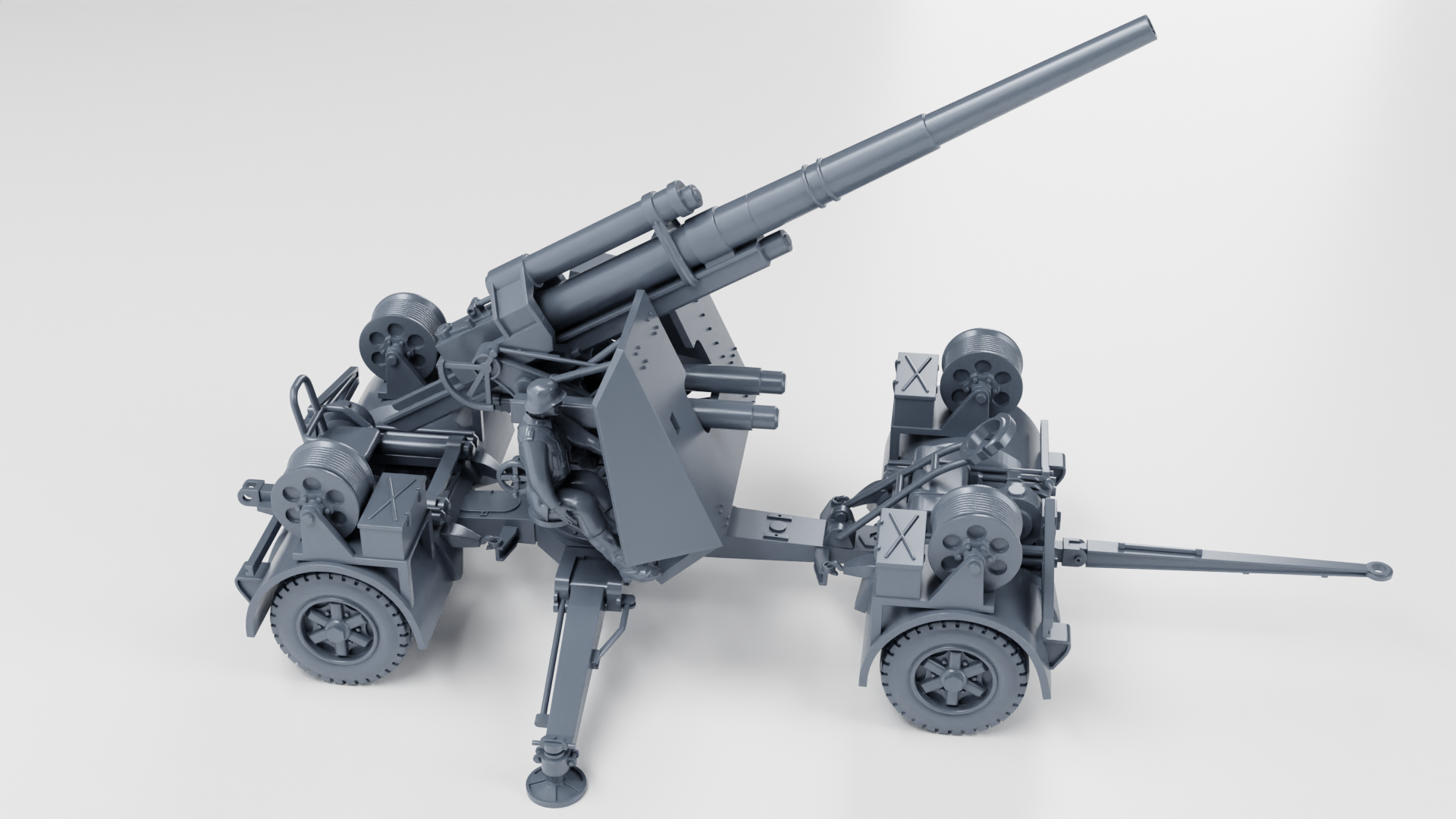 Anti-aircraft gun 88mm Flak 18 - wheeled+on cross - WWII - German Army - wargame3d - 28mm Scale