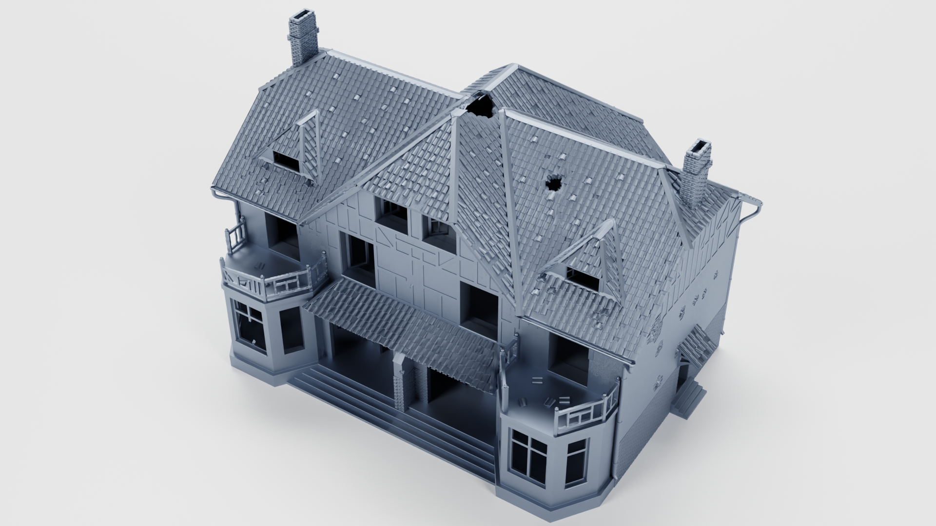 Canadian House (Canada) - Huge House 34X24X22cm- Juno Beach - 28mm Scale - wargame3d