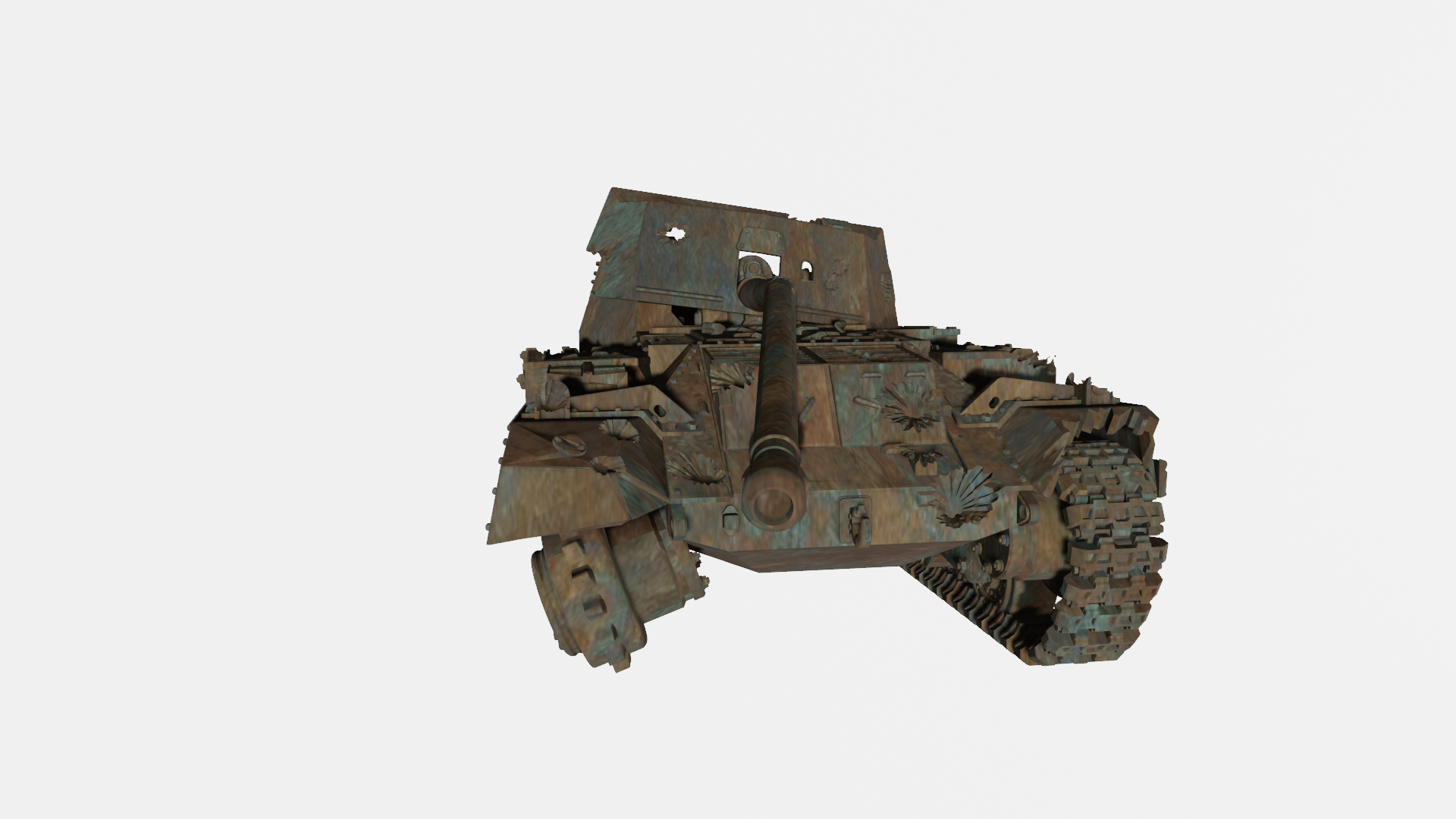 Destroyed Archer, Self Propelled 17 Pdr Anti-tank gun - wargame3d - UK Army - 28mm Scale - Bolt Action