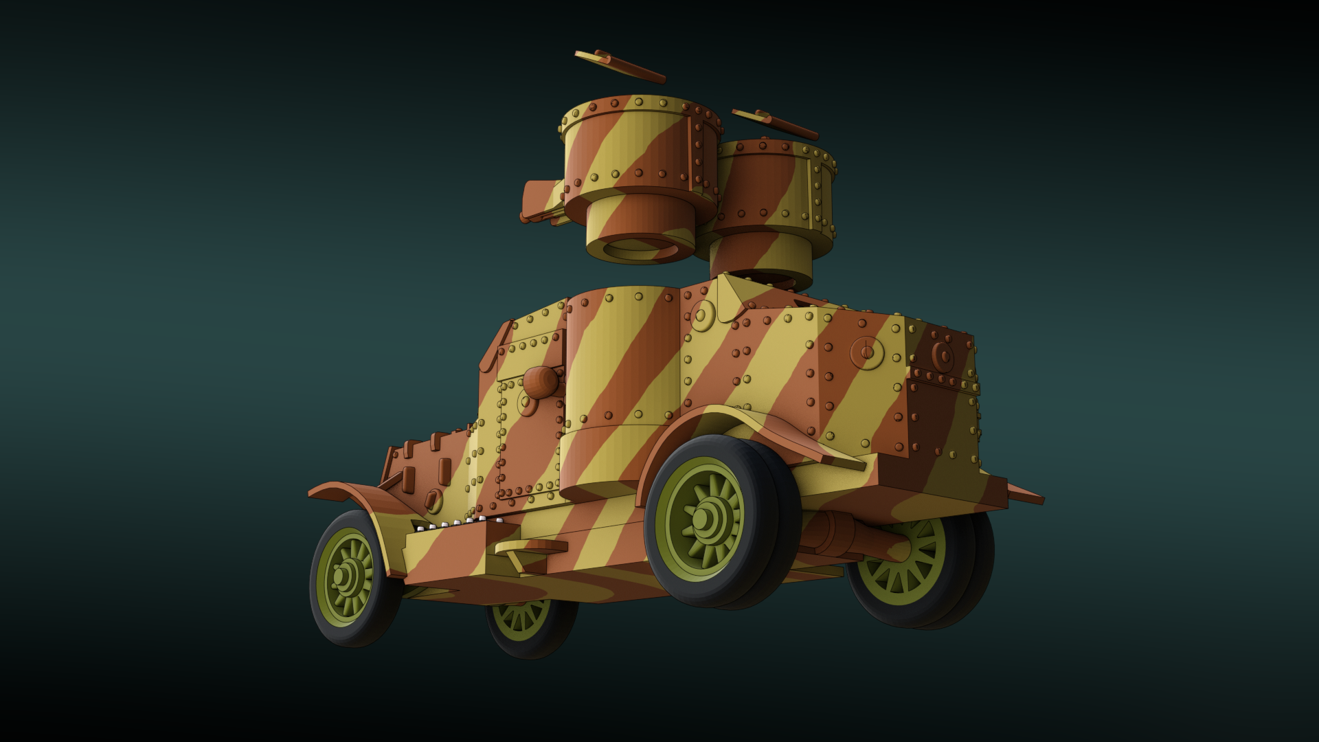 Austin Armored Car - WWI - UK Army - wargame3d- 28mm Scale