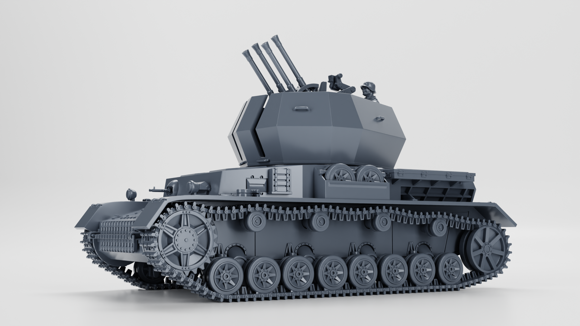 Flakpanzer IV Wirbelwind + Gunner - WWII - German Army - wargame3d- 28mm Scale