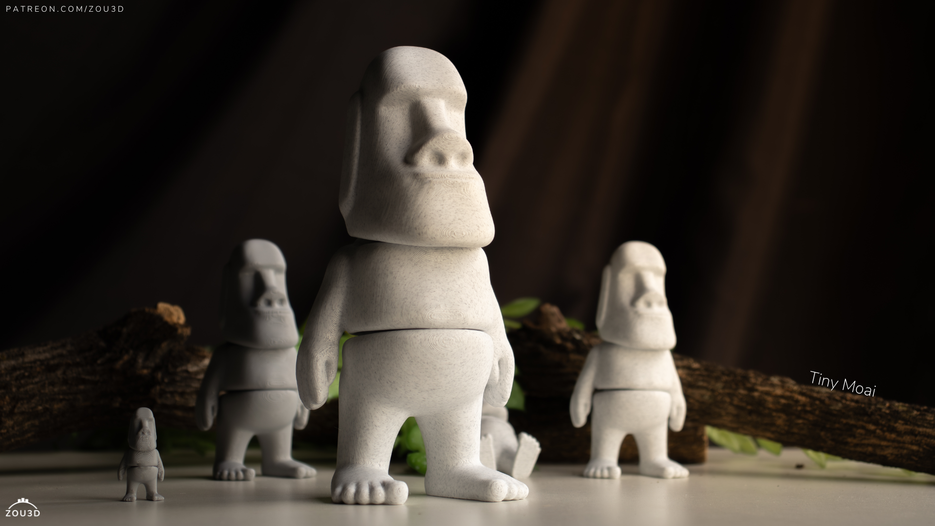 Tiny Moai - Articulated - Keychain - Desk Ornament - ZOU3D