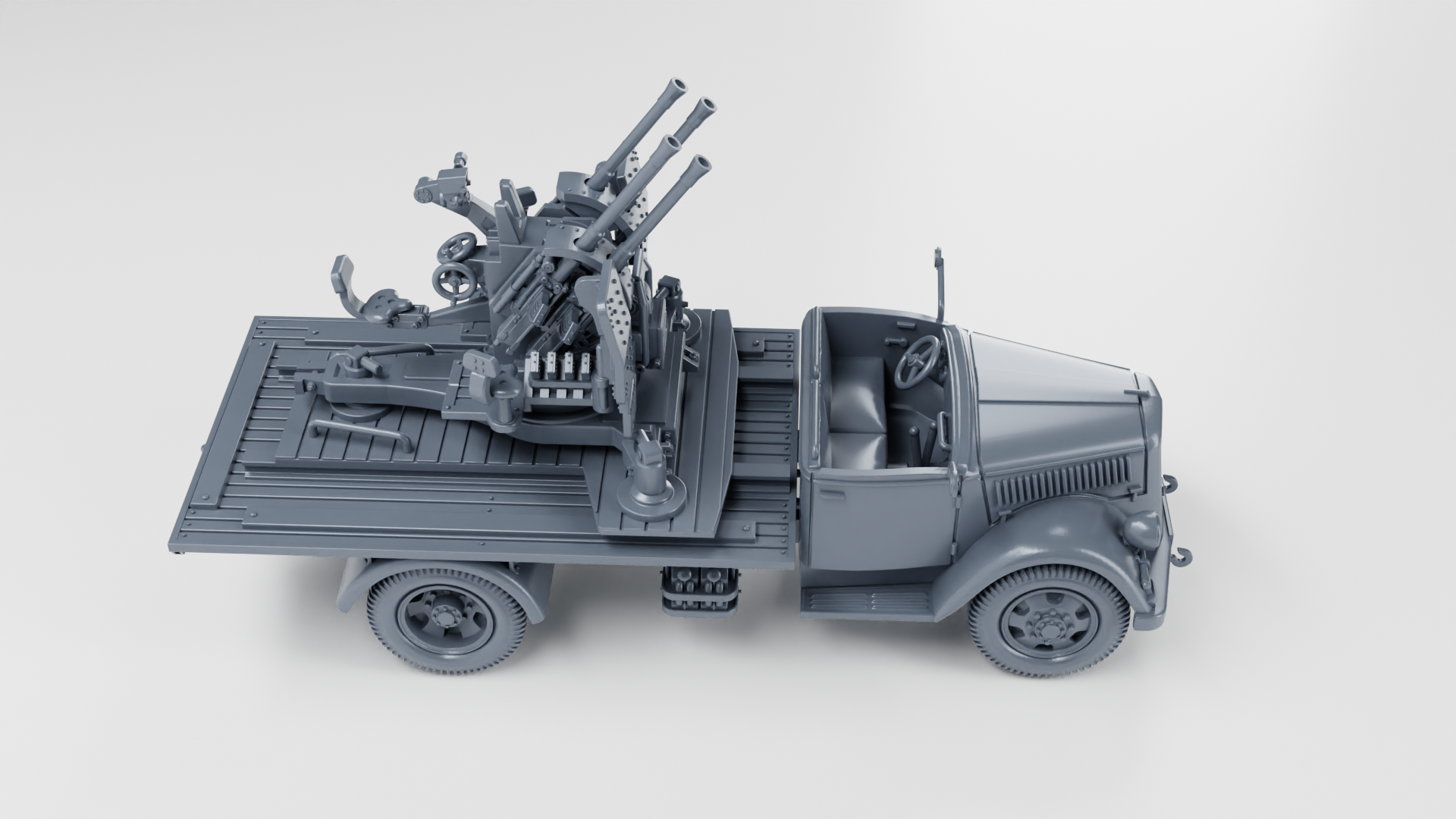 Opel Blitz with 20mm Flakvierling 38 AA Gun - Kfz.385 - Germany - wargame3d - 28mm Scale