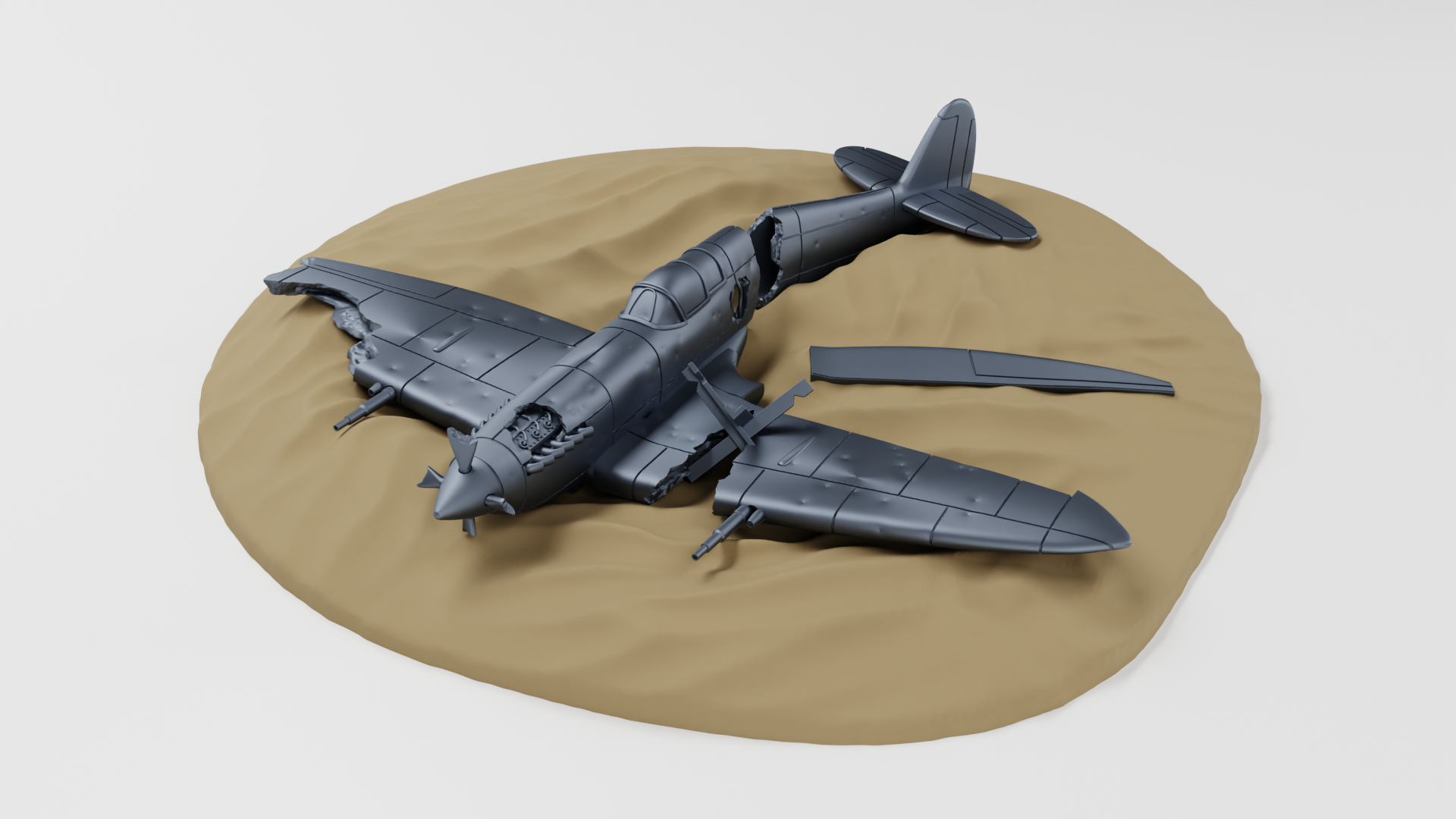 Destroyed - Spitfire Mk.IX - Juno Beach - UK Army - 28mm Scale - wargame3d