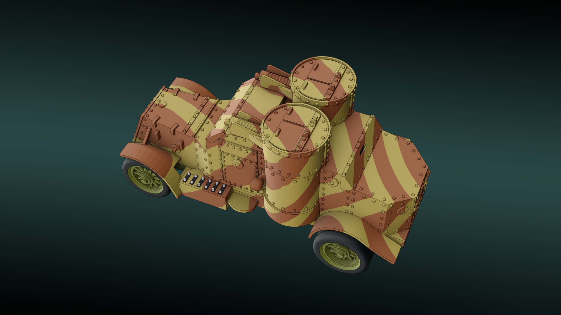 Austin Armored Car - WWI - UK Army - wargame3d- 28mm Scale