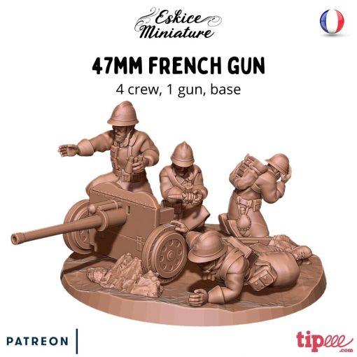 47mm French Gun - French Army - 28mm - Eskice Miniature