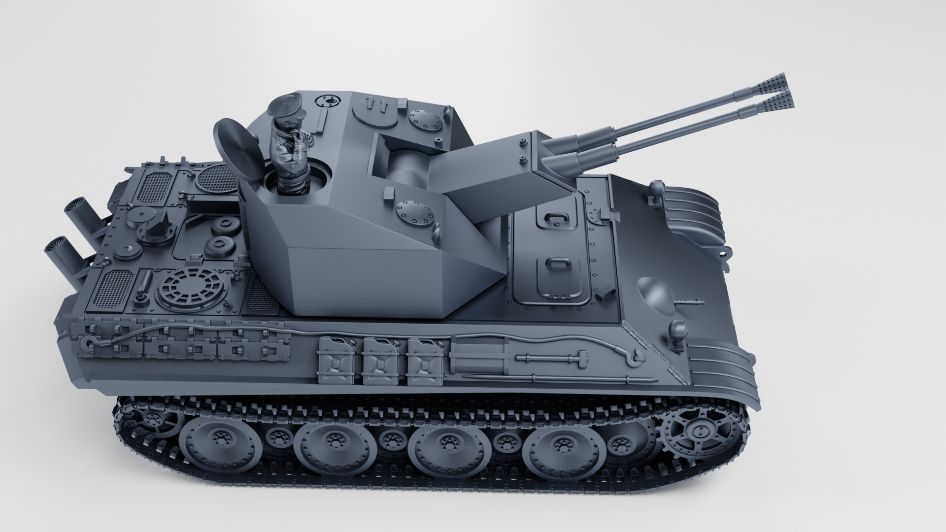 Flakpanzer V Coelian + 3 Tankmen - WWII - German Army - wargame3d- 28mm Scale