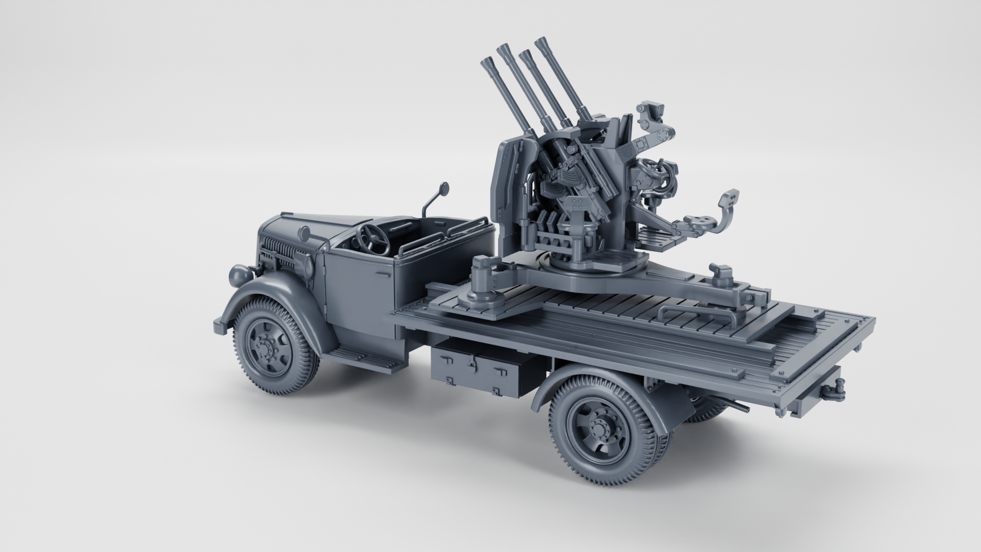 Opel Blitz with 20mm Flakvierling 38 AA Gun - Kfz.385 - Germany - wargame3d - 28mm Scale