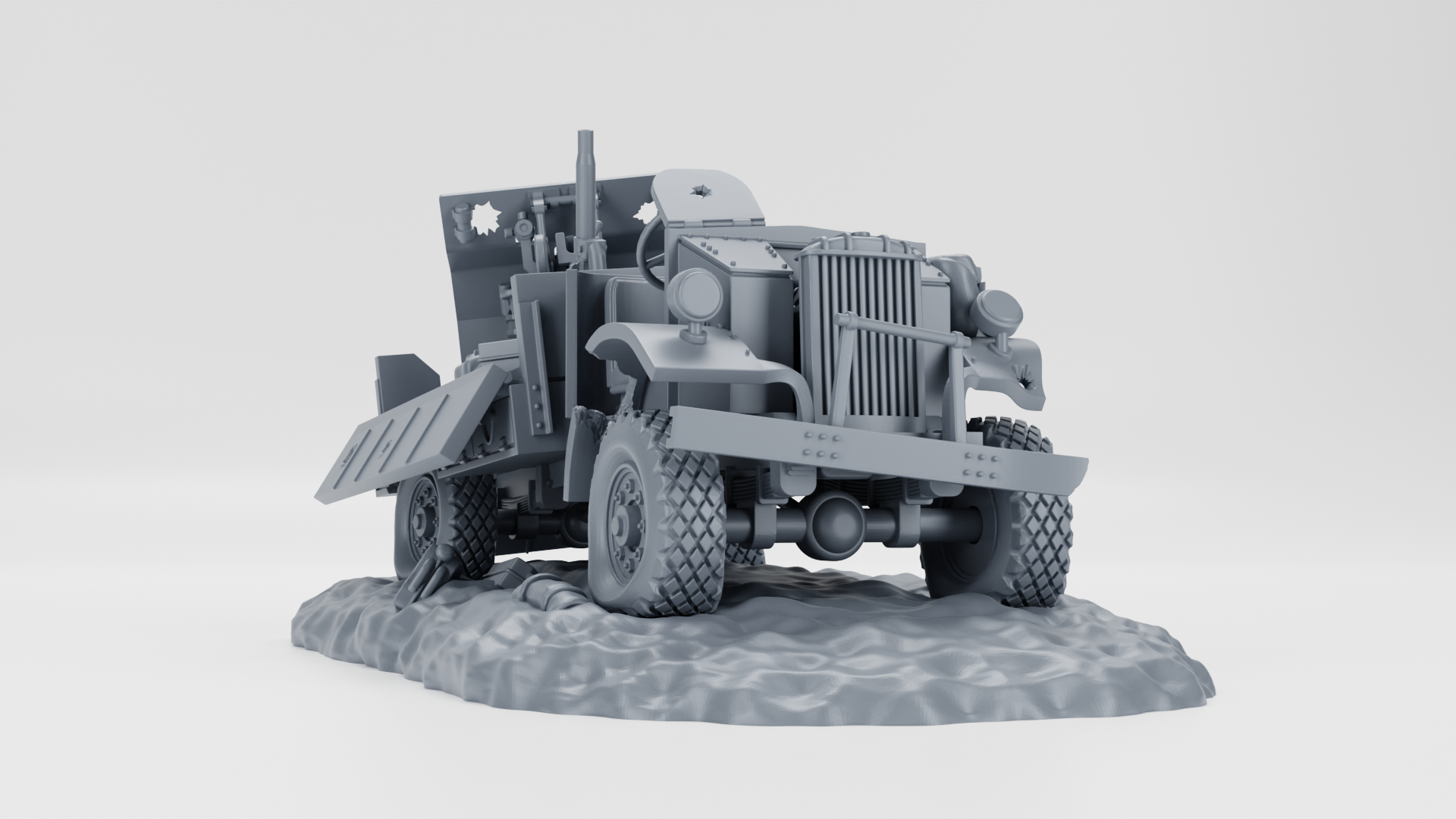 Destroyed Ford F-30 LRDG - US Army - 28mm Scale - wargame3d