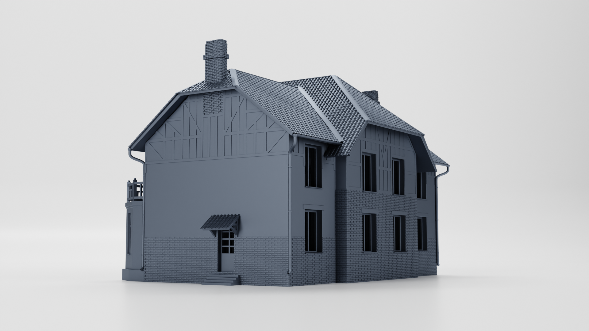 Canadian House (Canada) - Huge House 34X24X22cm- Juno Beach - 28mm Scale - wargame3d