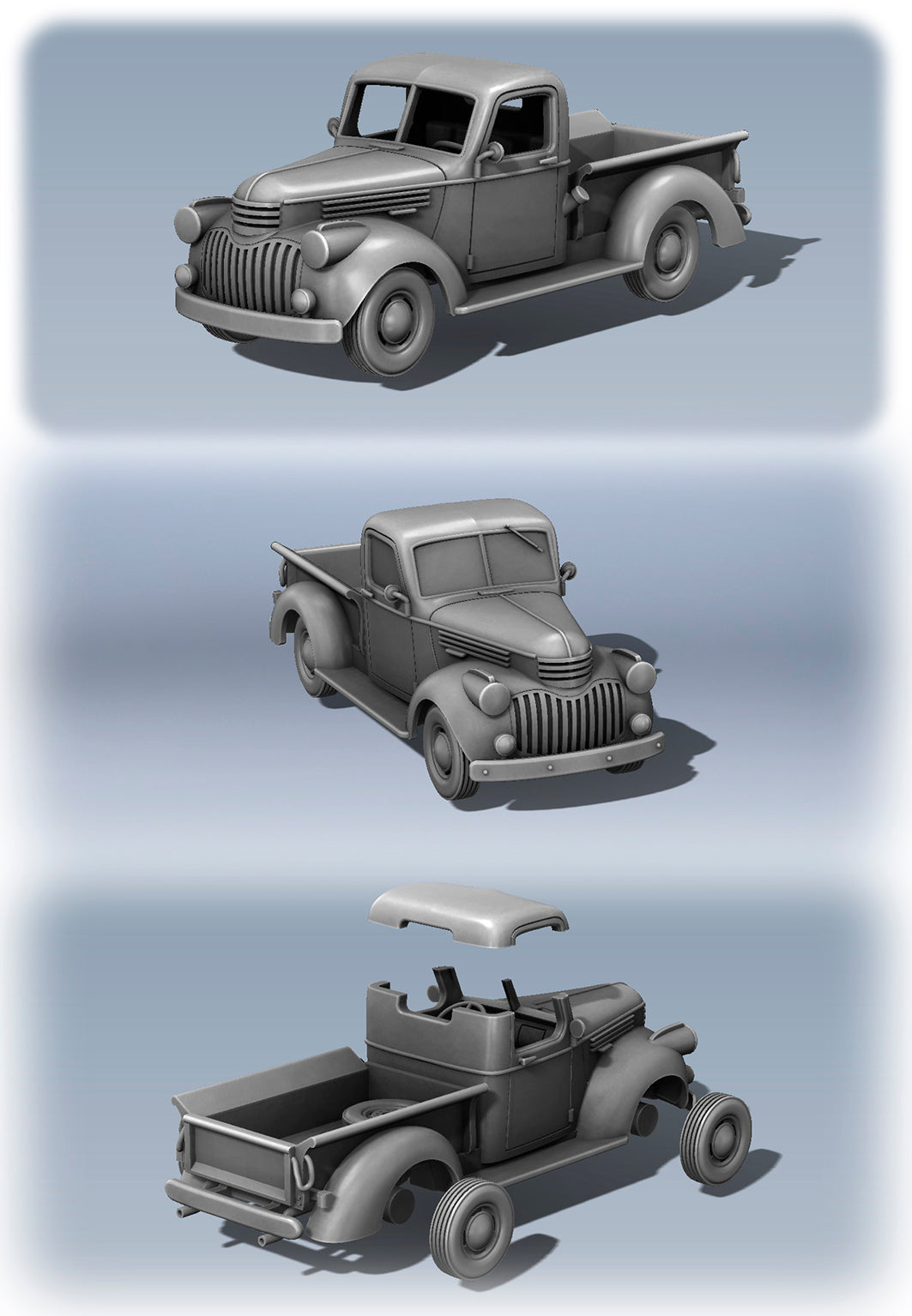 Chevrolet 3100 pickup (1-2 ton) (US, 1942) - US Army - 28mm Scale - Tank - Miniature - wargame3d