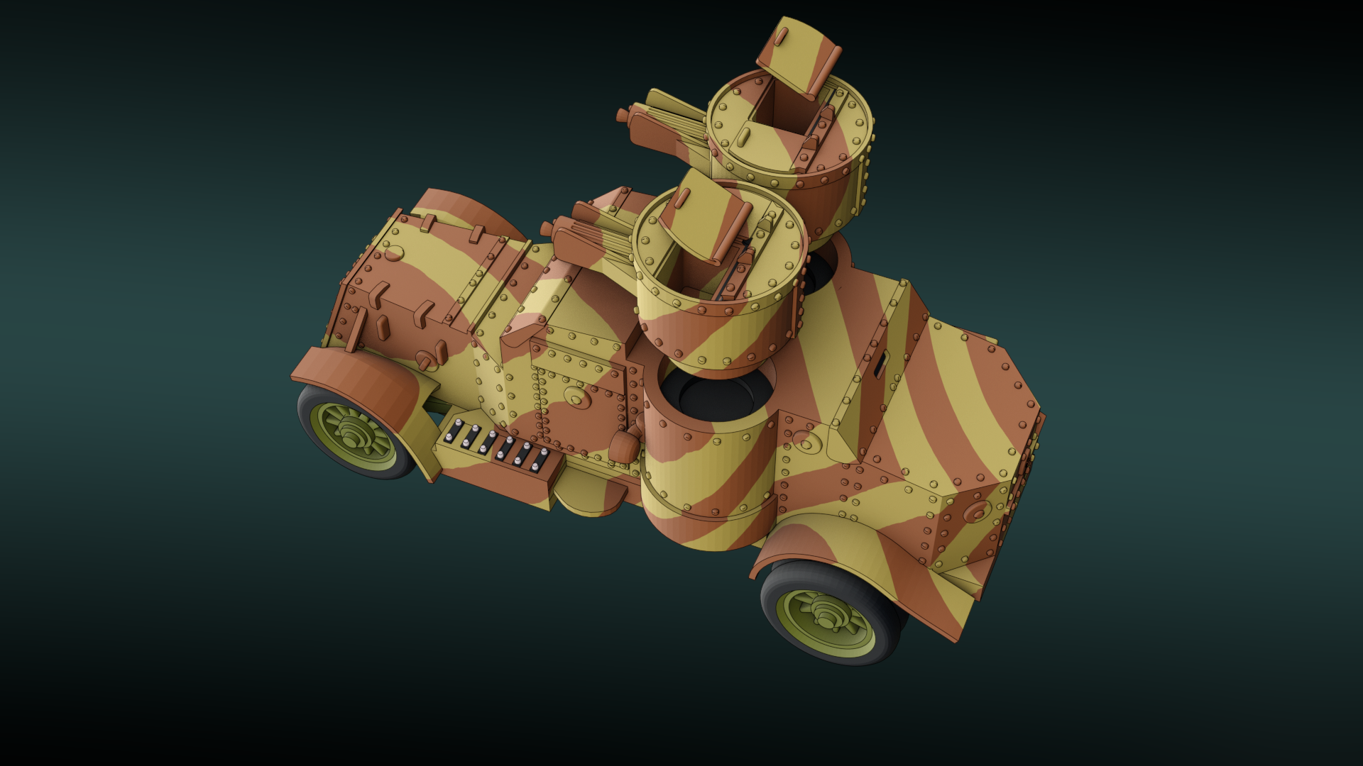 Austin Armored Car - WWI - UK Army - wargame3d- 28mm Scale