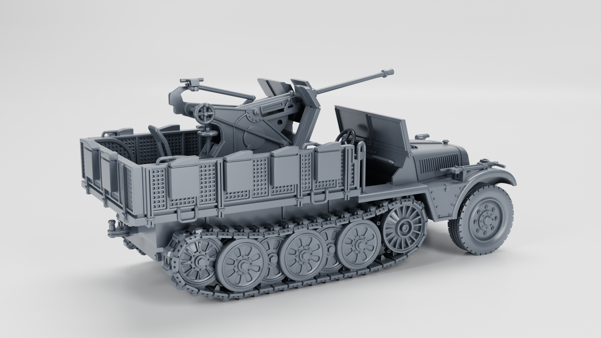 Sd.Kfz.10-4 - 2cm Flak 30 - German Army - 28mm Scale - wargame3d