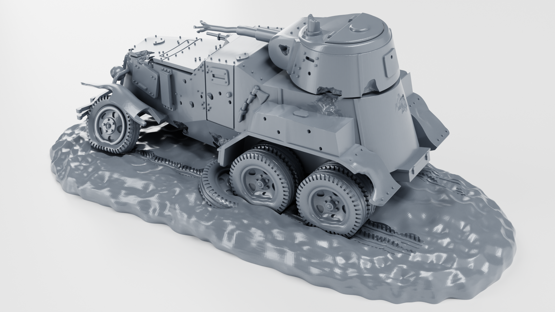 Destroyed - BA-10 Armored Car - - wargame3d - Russian Army - 28mm Scale