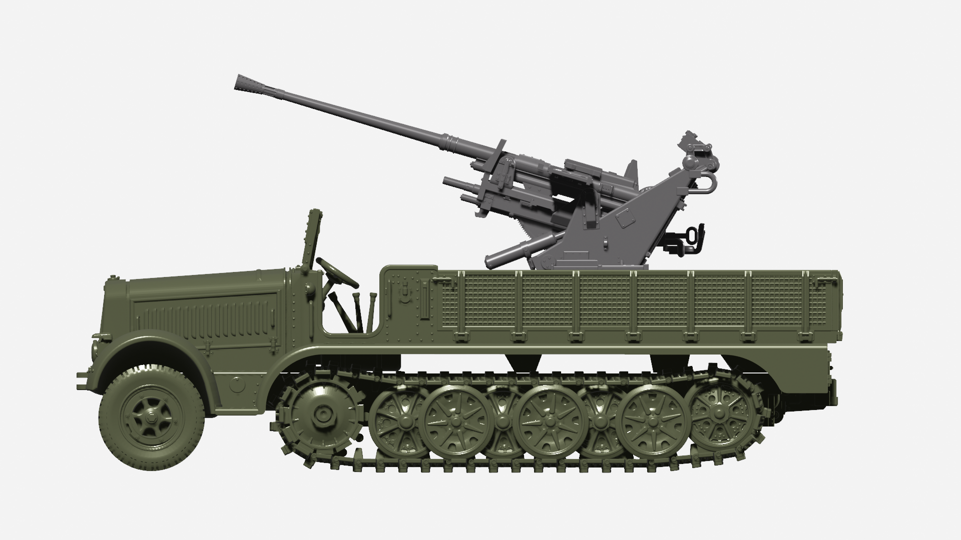 Sd.Kfz.7-2 - 3.7cm Flak37 - German Army - 28mm Scale - wargame3d