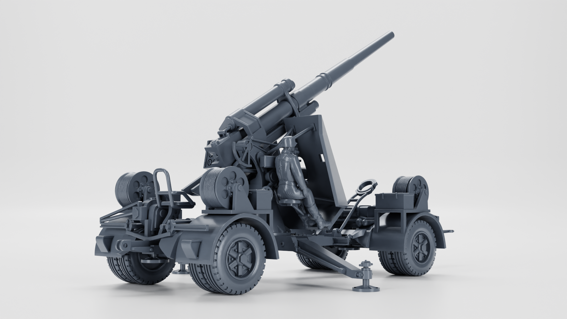 Anti-aircraft gun 88mm Flak 18 - wheeled+on cross - WWII - German Army - wargame3d - 28mm Scale