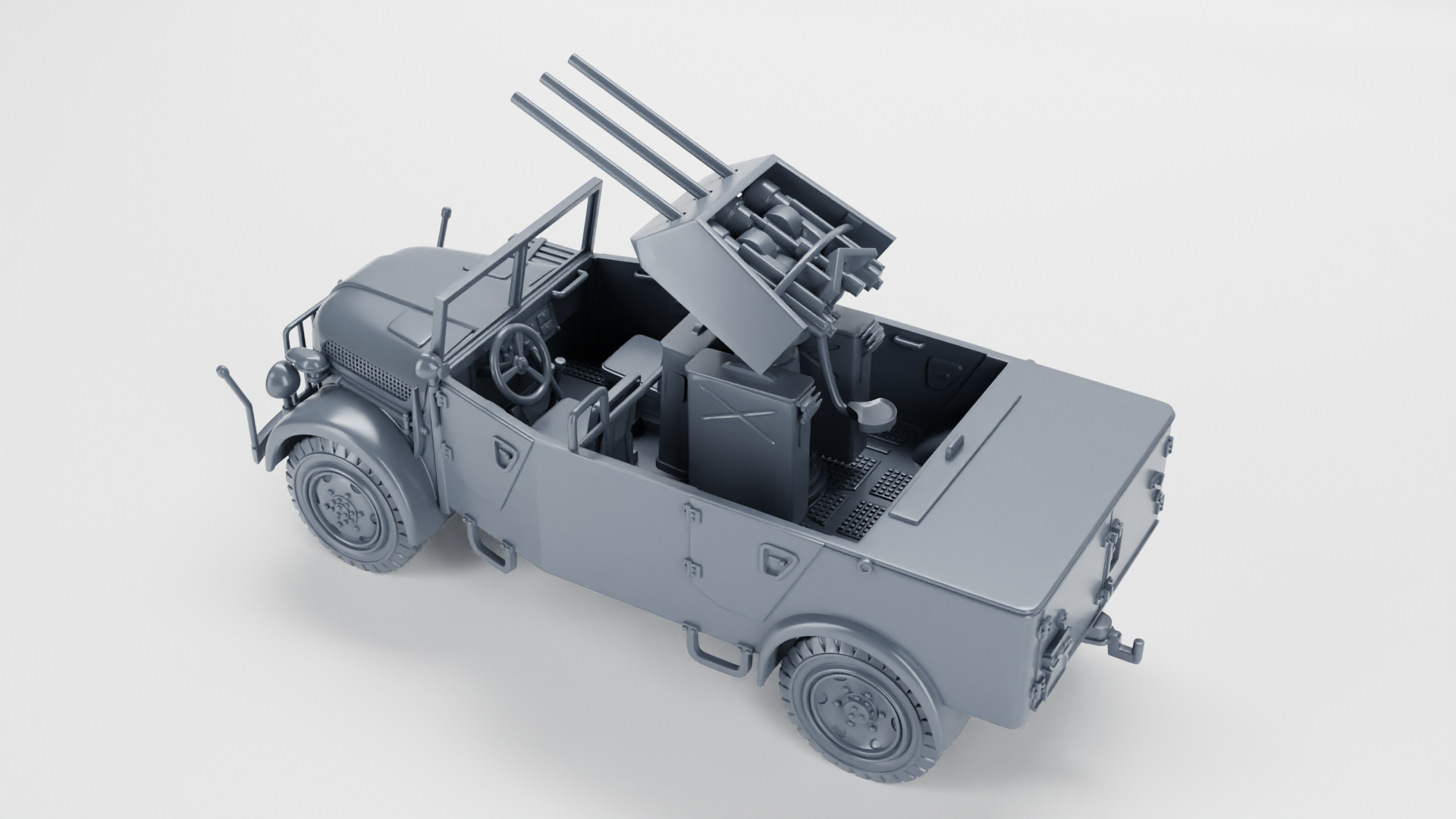 Steyr 1500 with Drilling MG151 + ammo trailer - WWII - German Army - wargame3d - 28mm Scale