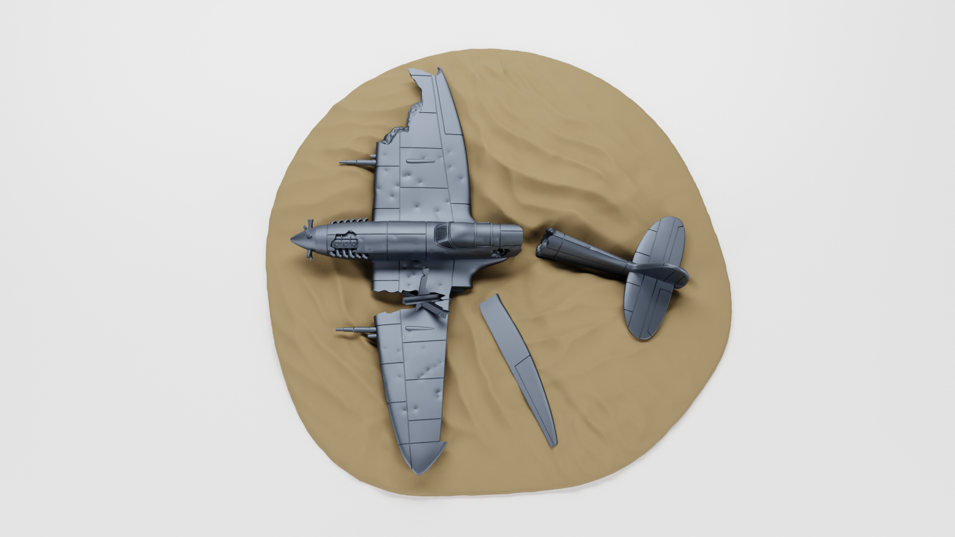 Destroyed - Spitfire Mk.IX - Juno Beach - UK Army - 28mm Scale - wargame3d