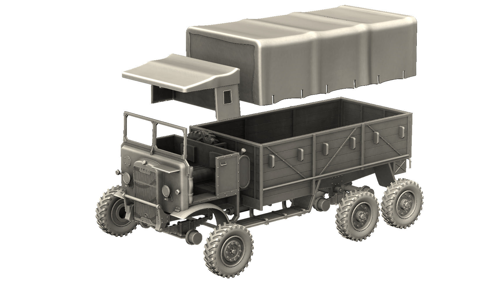 Leyland Retriever truck (6x4)(UK) - Heavy Transporters - UK Army - 28mm Scale - wargame3d