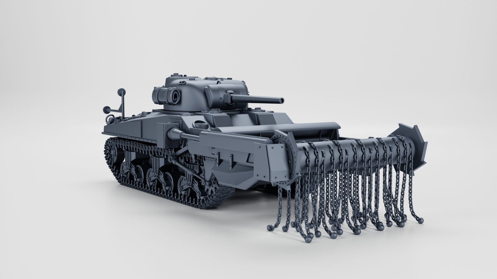 Sherman M4A4 Crab - Juno Beach - US Army - 28mm Scale - Tank - Miniature - wargame3d