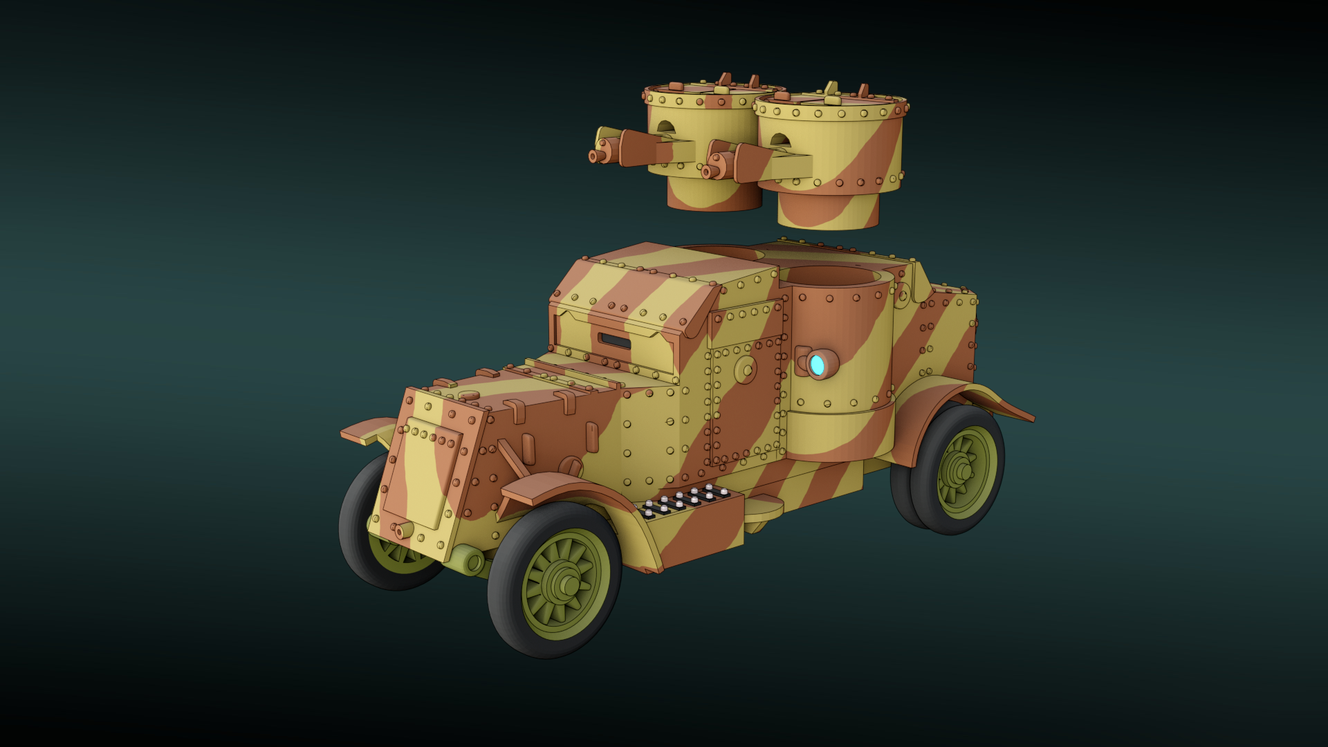 Austin Armored Car - WWI - UK Army - wargame3d- 28mm Scale