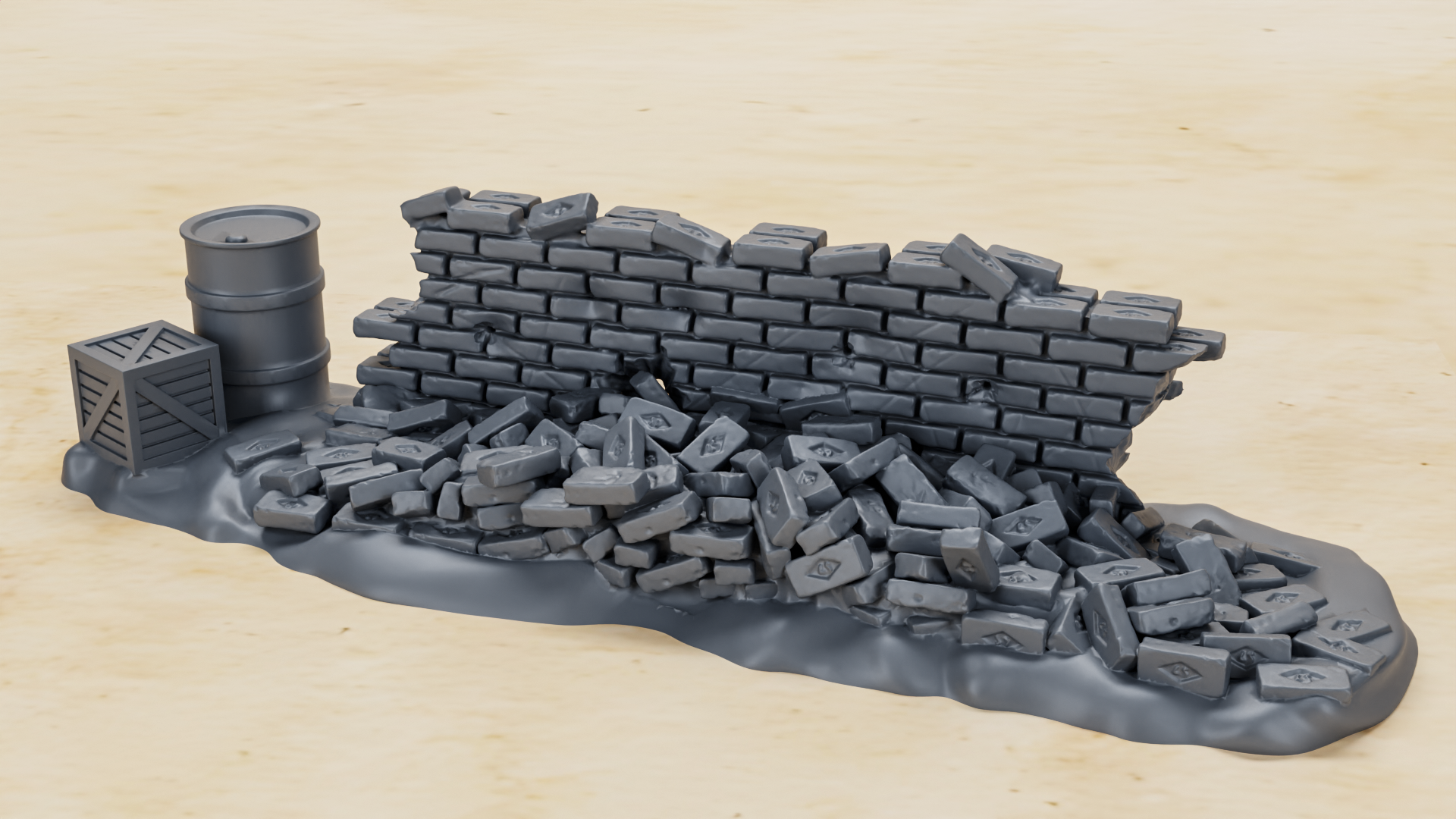 Barricade Part 1 - 9 Barricades- 28mm Scale - wargame3d