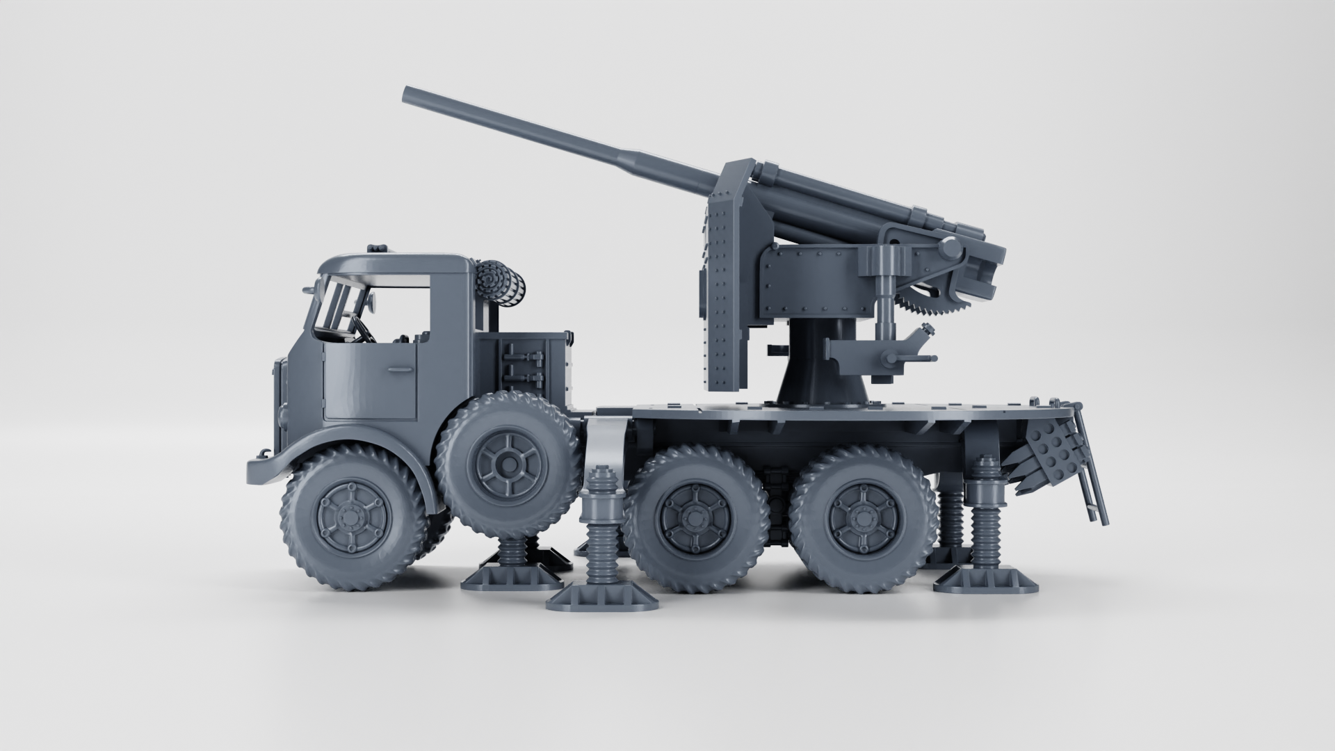Breda 52 with 90-53 Self-Propelled Gun Truck - Italian Army - 28mm Scale - wargame3d