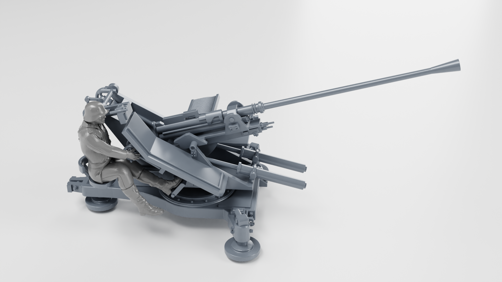 Anti-aircraft gun 37mm Flak 36+Gunner - WWII - German Army - wargame3d- 28mm Scale