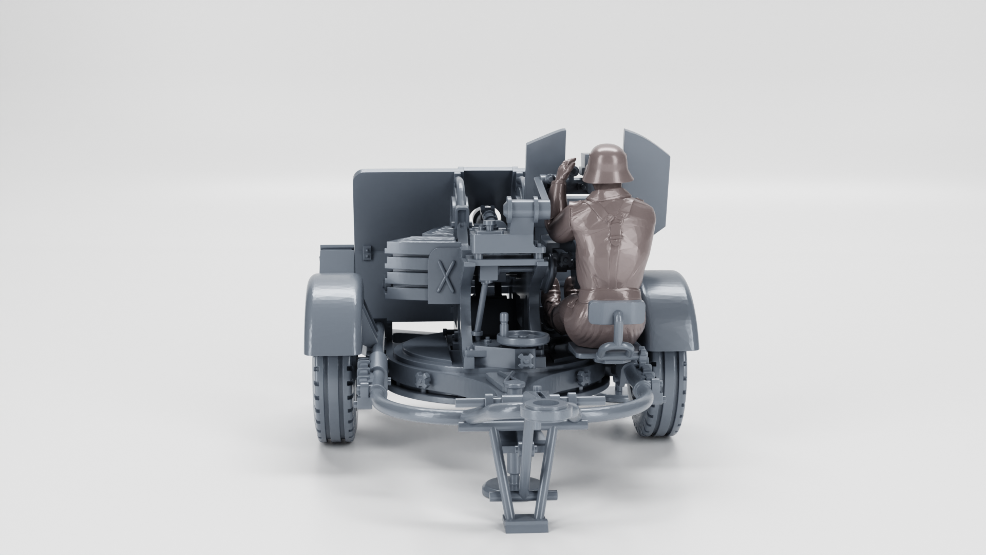 AA gun 20mm Flak 38+Gunner - WWII - German Army - wargame3d- 28mm Scale