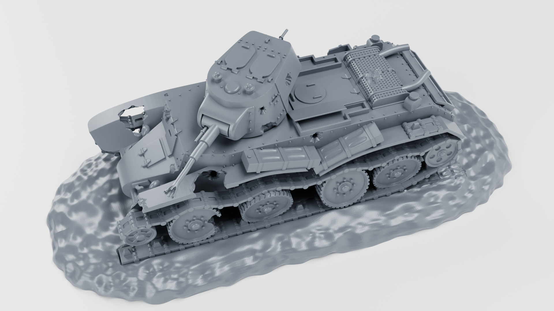Destroyed - BT-7 - Russian Army - wargame3d- 28mm Scale