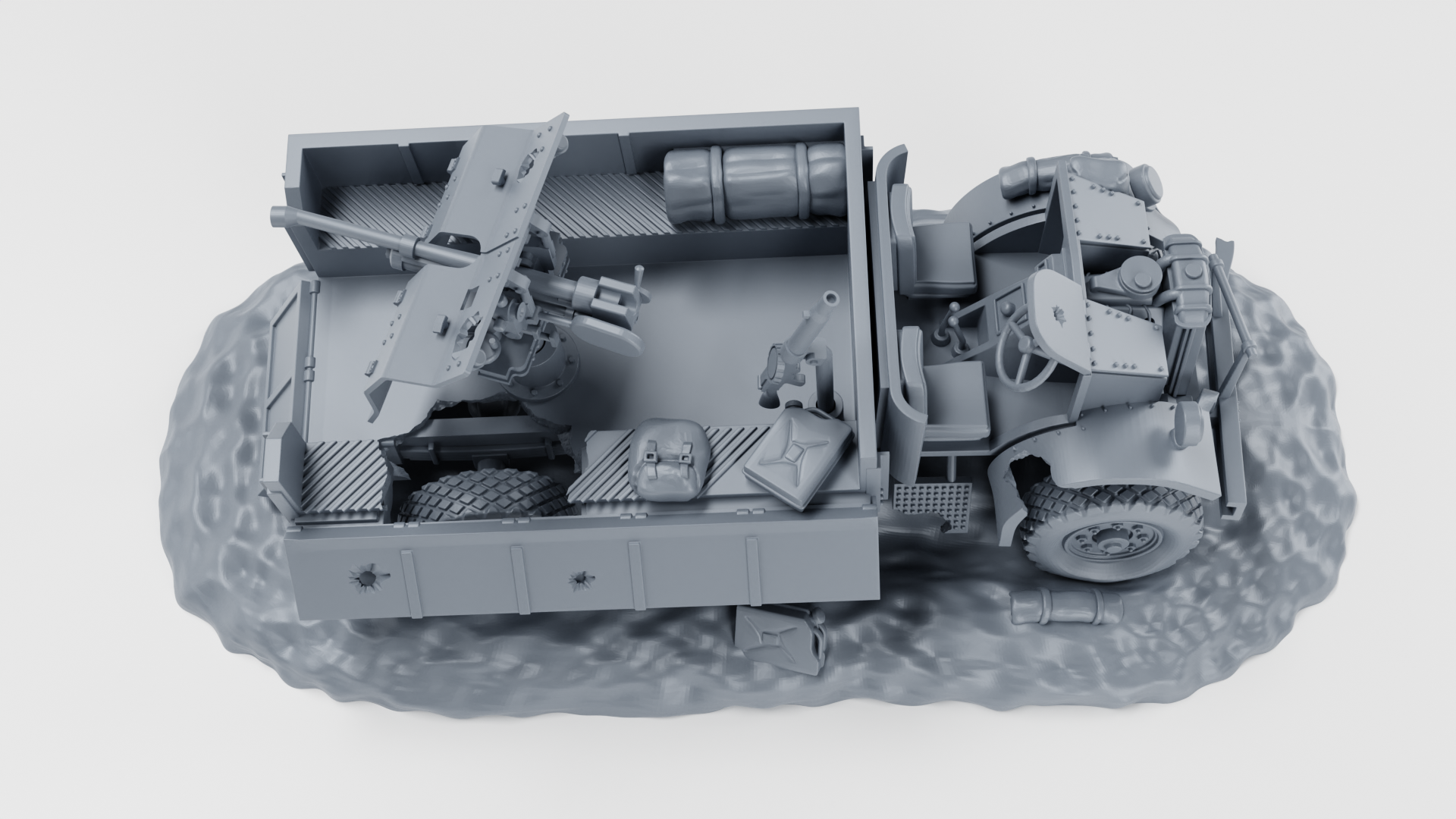 Destroyed Ford F-30 LRDG - US Army - 28mm Scale - wargame3d