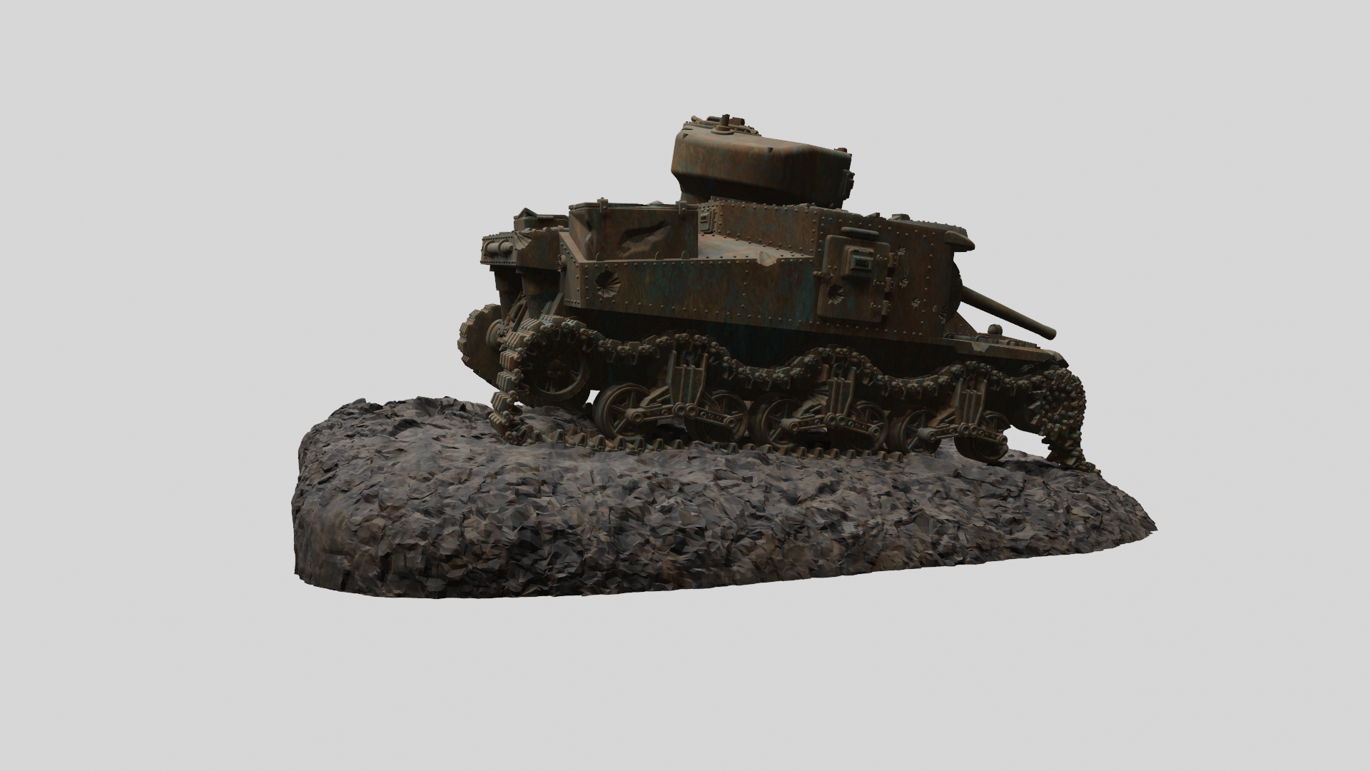 Destroyed M3 Lee Medium Tank - US Army - wargame3d- 28mm Scale
