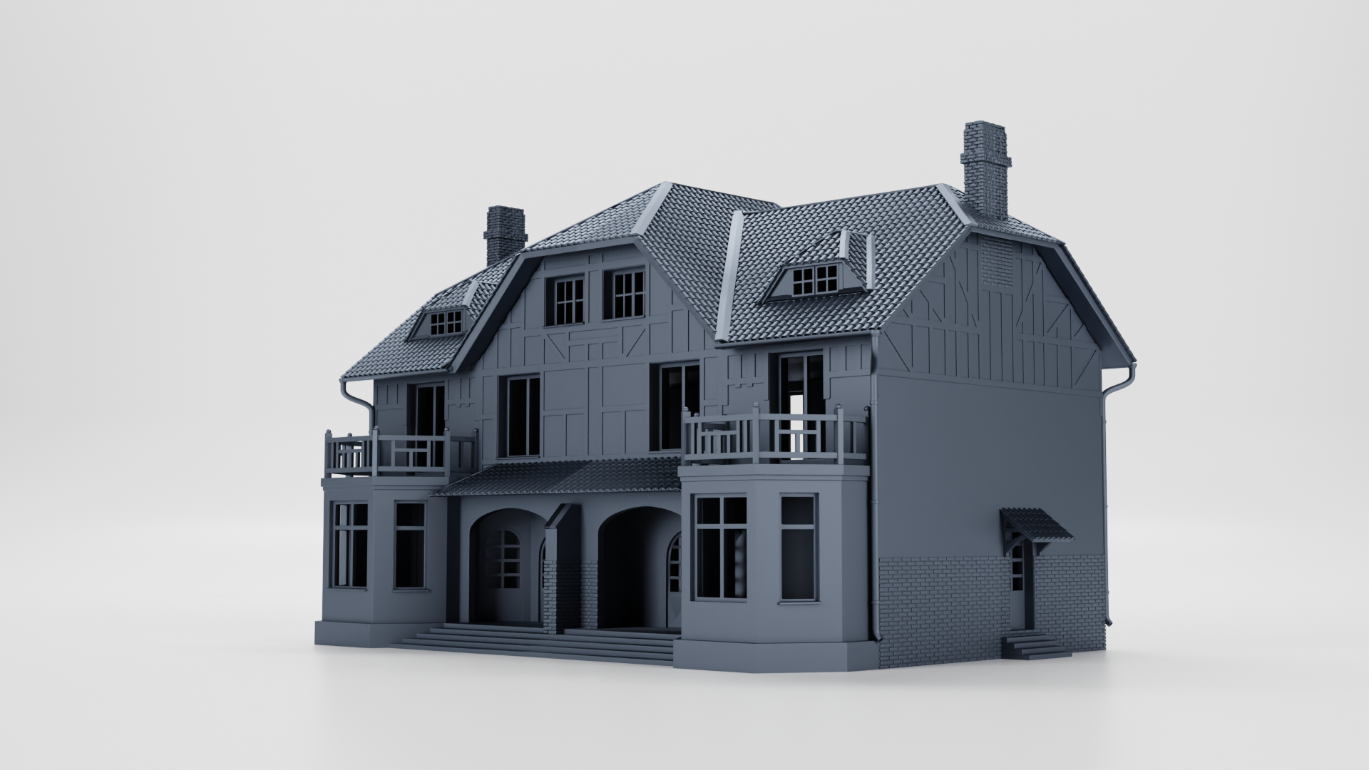 Canadian House (Canada) - Huge House 34X24X22cm- Juno Beach - 28mm Scale - wargame3d