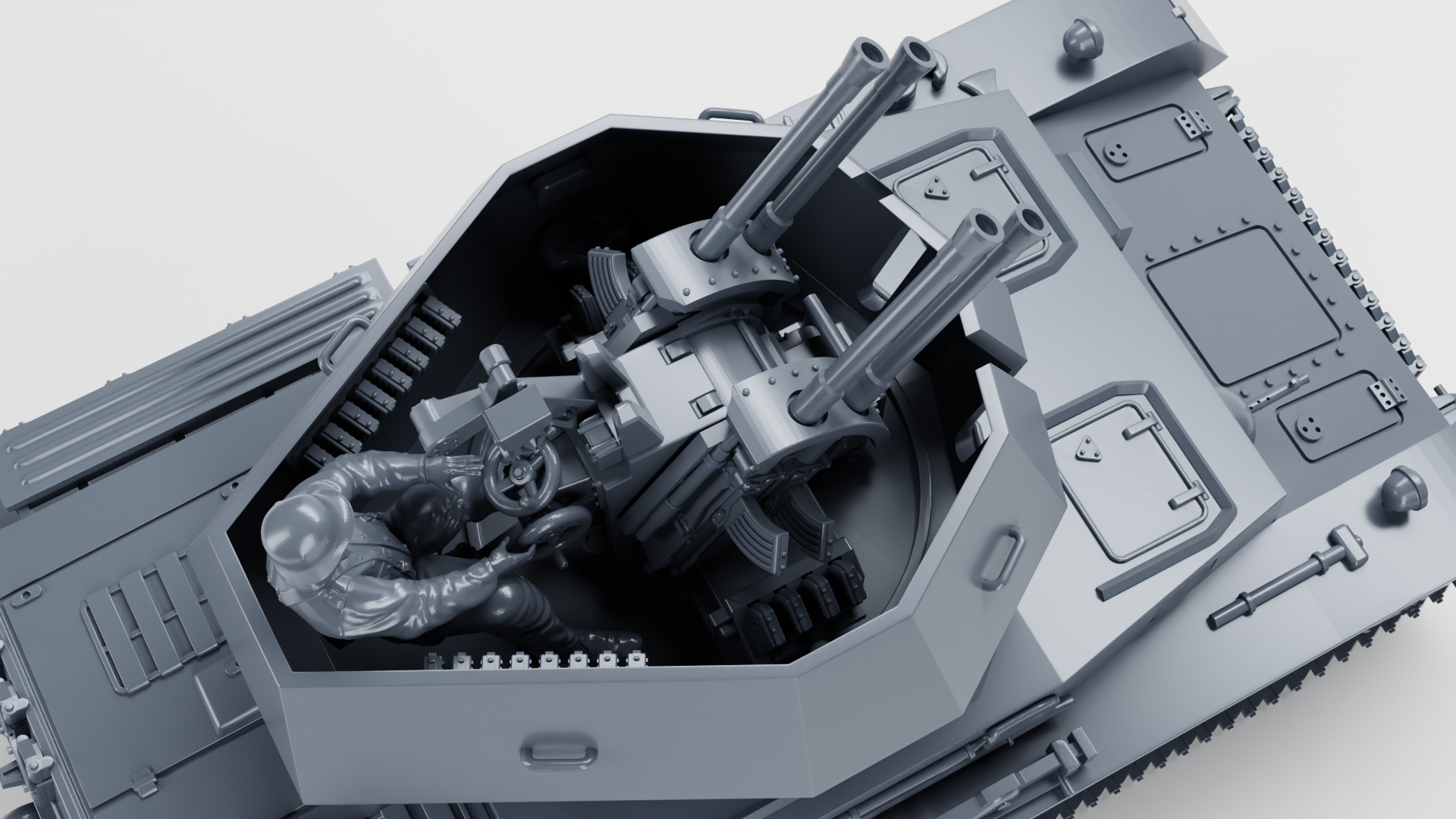 Flakpanzer IV Wirbelwind + Gunner - WWII - German Army - wargame3d- 28mm Scale