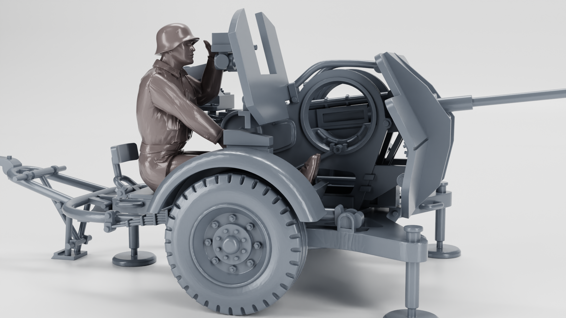 AA gun 20mm Flak 38+Gunner - WWII - German Army - wargame3d- 28mm Scale
