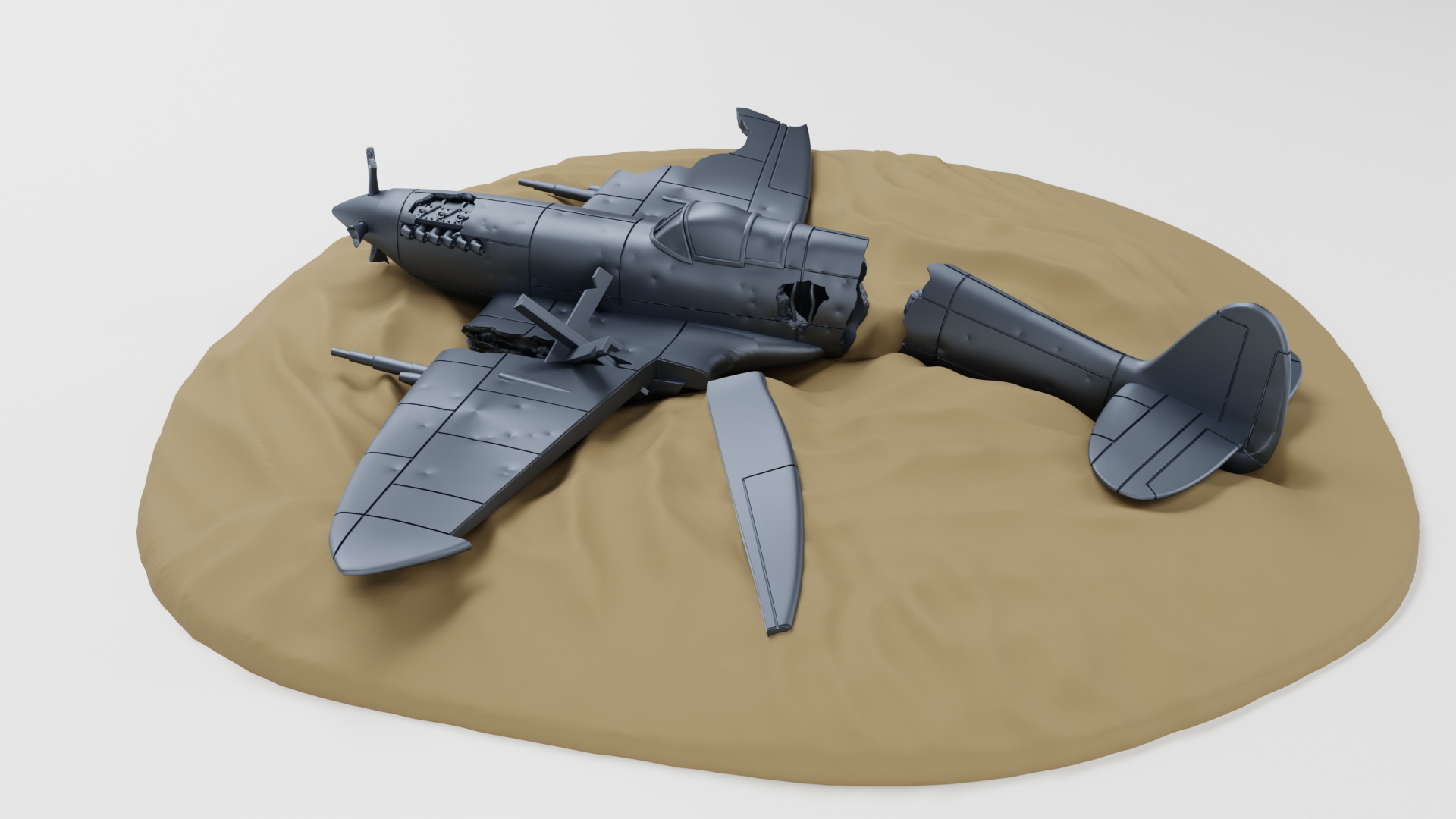 Destroyed - Spitfire Mk.IX - Juno Beach - UK Army - 28mm Scale - wargame3d