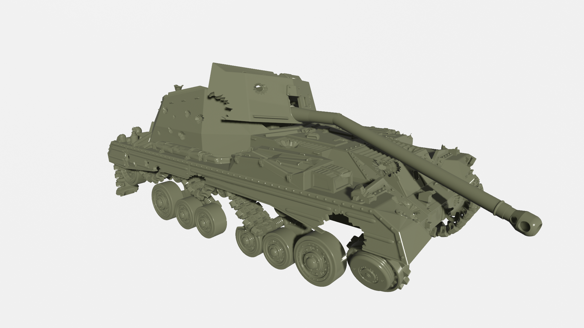 Destroyed Archer, Self Propelled 17 Pdr Anti-tank gun - wargame3d - UK Army - 28mm Scale - Bolt Action