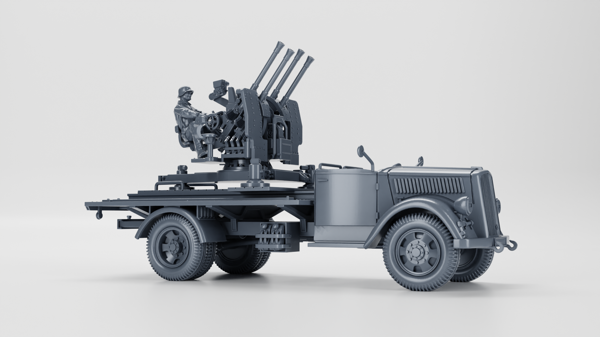 Opel Blitz with 20mm Flakvierling 38 AA Gun - Kfz.385 - Germany - wargame3d - 28mm Scale