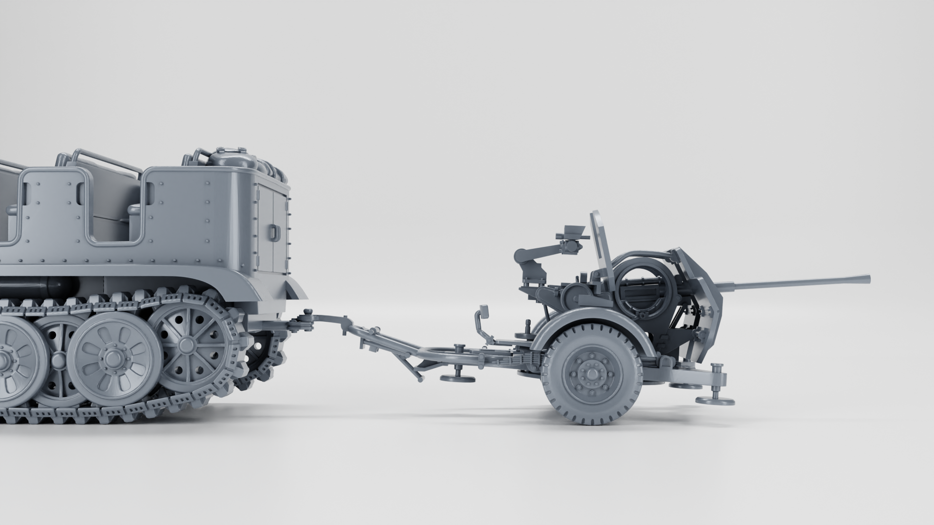 AA gun 20mm Flak 38+Gunner - WWII - German Army - wargame3d- 28mm Scale
