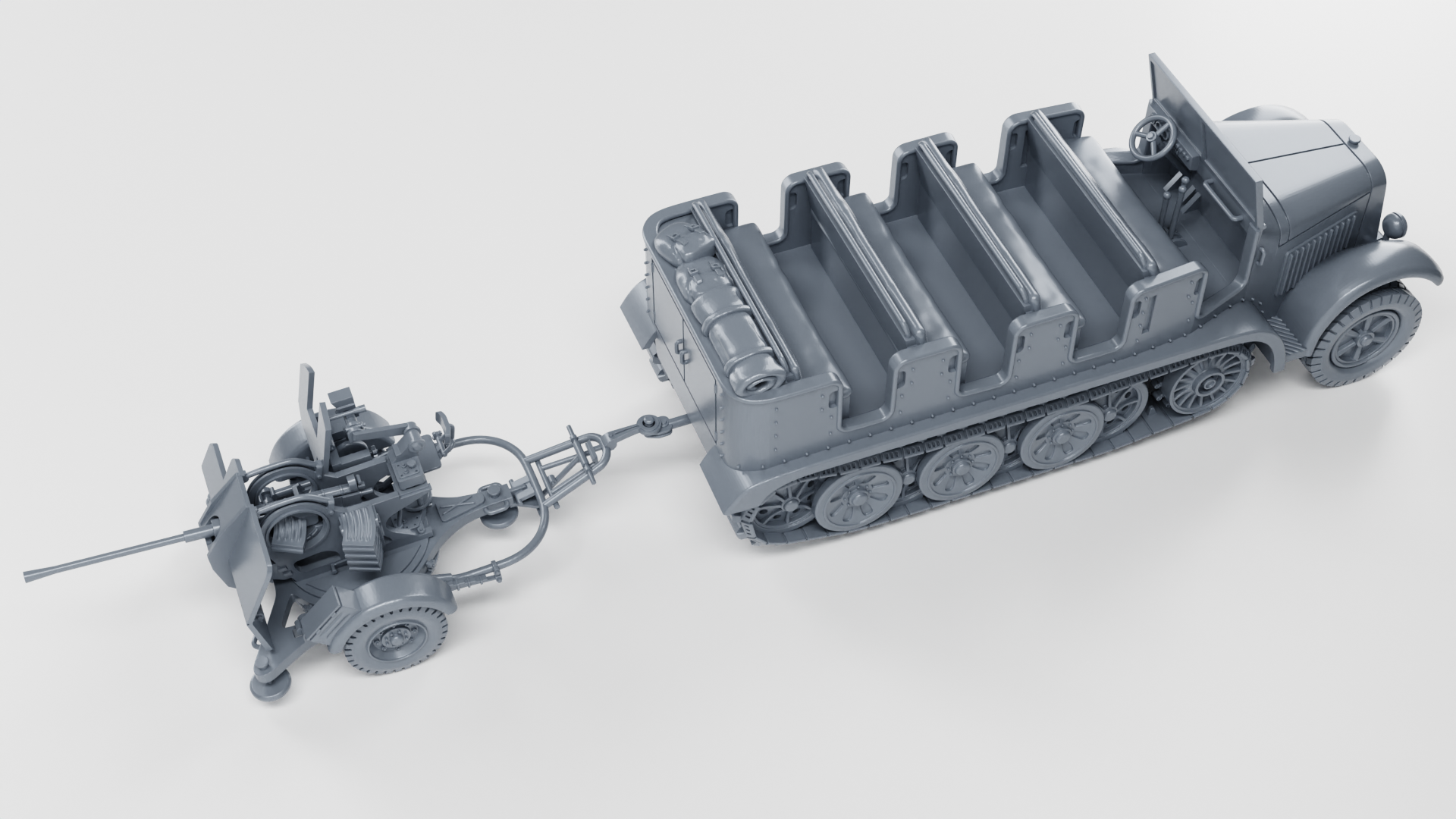 AA gun 20mm Flak 38+Gunner - WWII - German Army - wargame3d- 28mm Scale