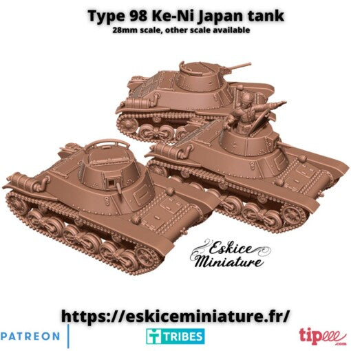 Type 98 Ke-Ni Japanese Tank - Japanese Army - 28mm - Eskice Miniature