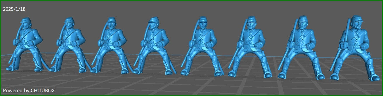 15mm ACW Cavalry Kepi and Sack Coat, with Swords - 8 Minis - MC Minis